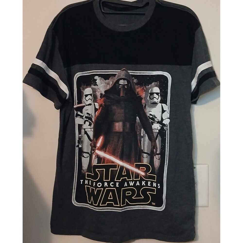 Star Wars Kylo Ren Force Awakens Graphic Ringer Tee Disney T Shirt Mens Medium